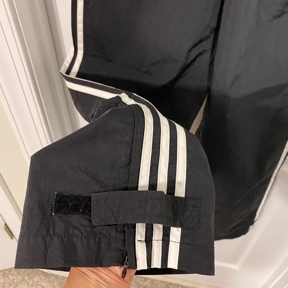 90s Y2K Adidas 3 Stripe Windbreaker Track Pants Vintage Black White Men’s Medium